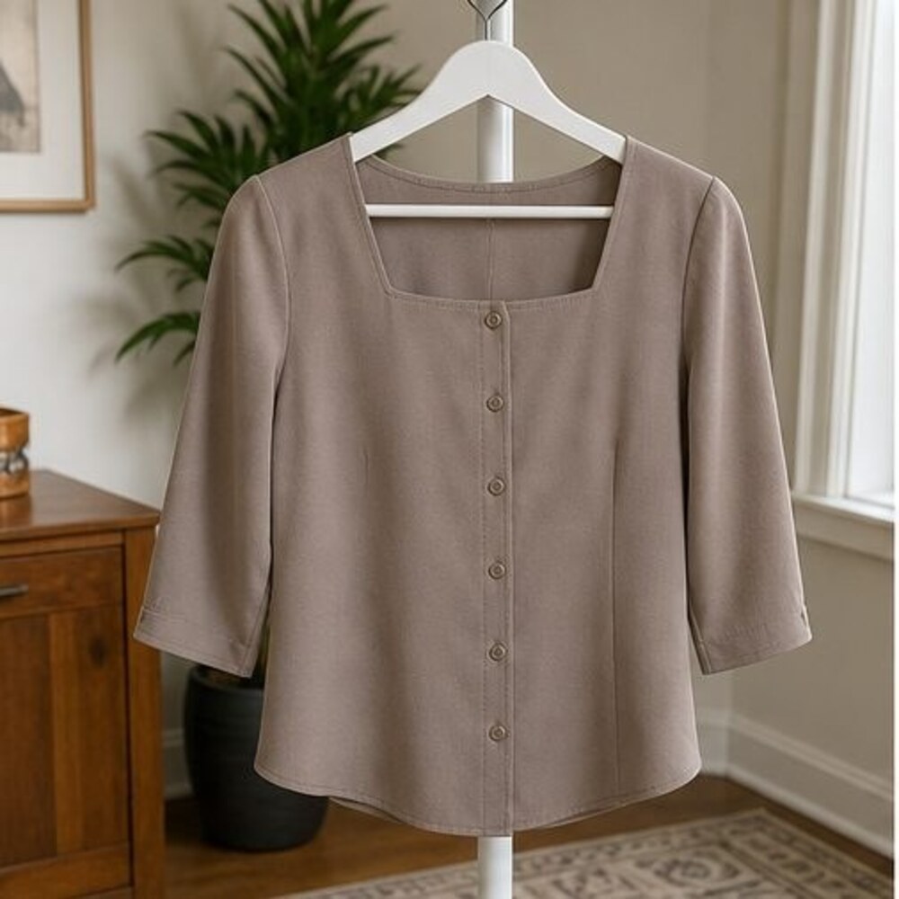 Taupe Ruffle Blouse